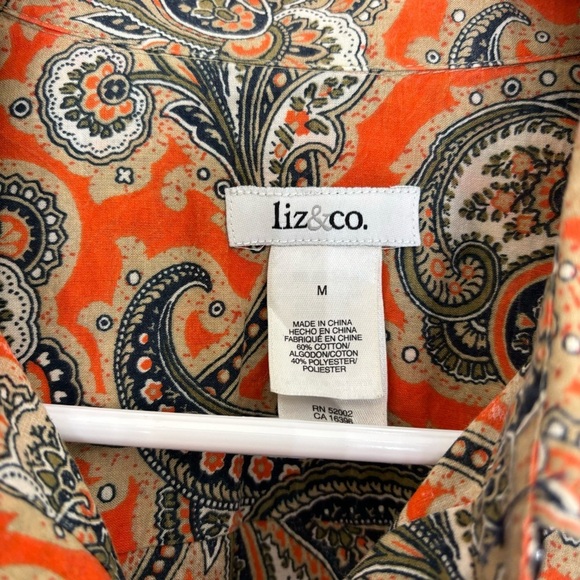 5/$25 Liz & co medium parsley collared button up shirt 124 - Picture 2 of 5